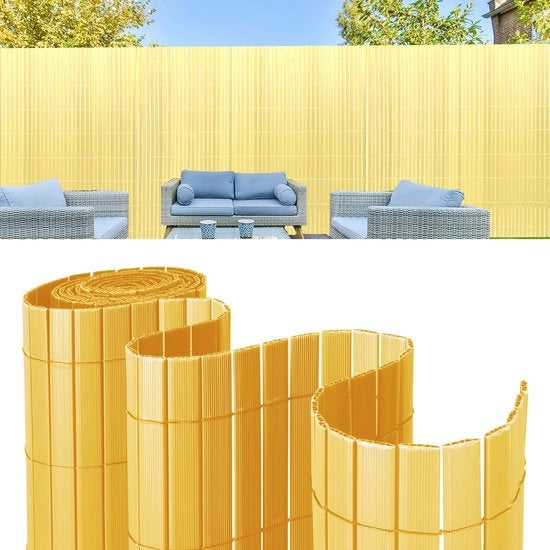 Parascherm in PVC 0,8x3m a forma di V per separazione giardino e balcone, resistente al vento e al tempo, resistente ai raggi UV per giardino e terrazza, in bambù.