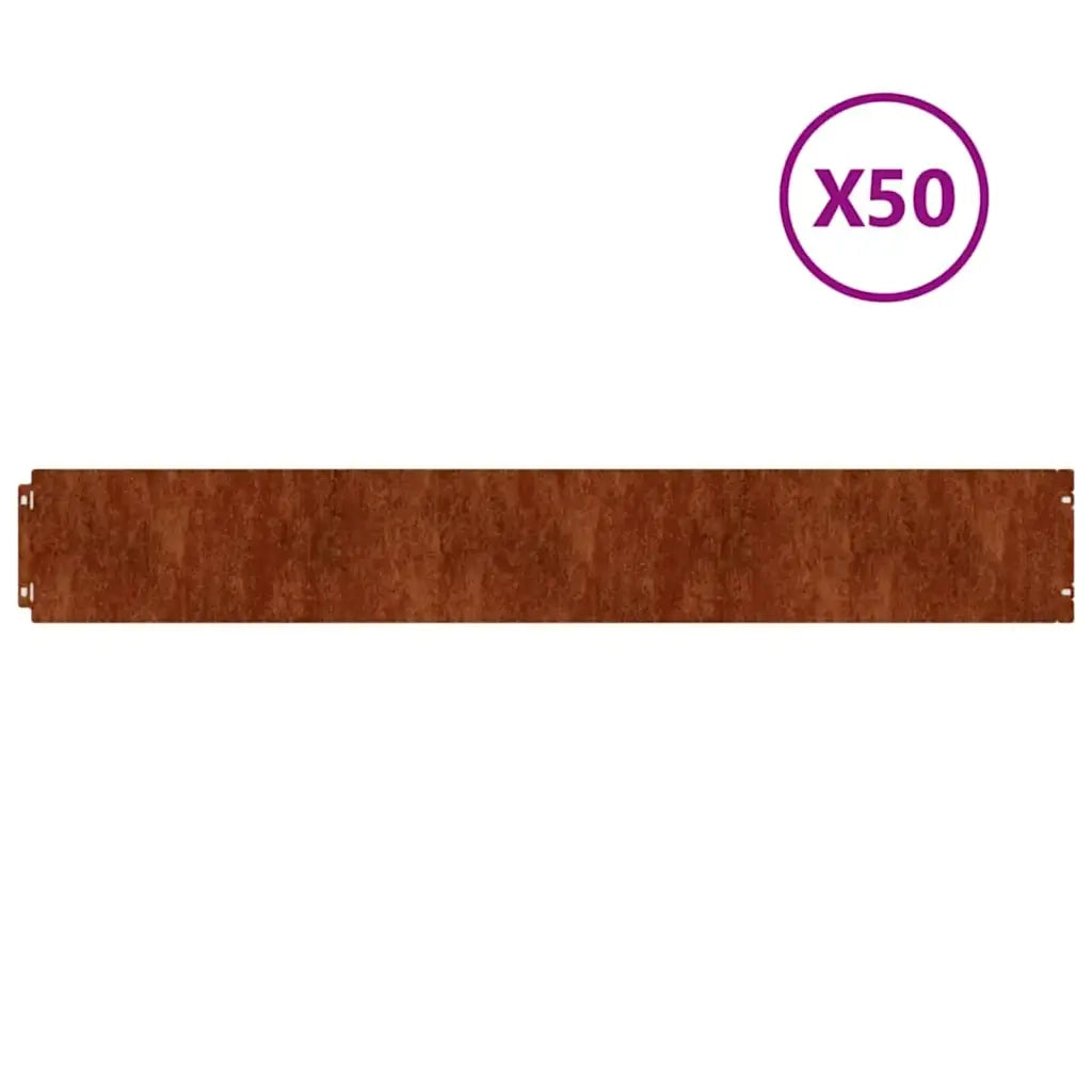 Bordura per Prato 50 pcs 15 x 103 cm Acciaio Corten Ruggine 821893