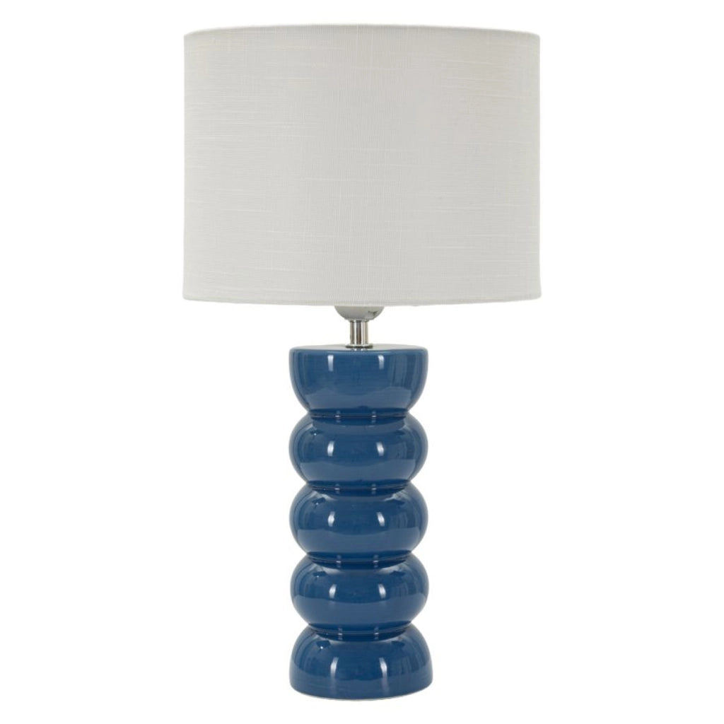 Lampada da tavolo Torr in ceramica blu lucida e tessuto