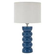Lampada da tavolo Torr in ceramica blu lucida e tessuto