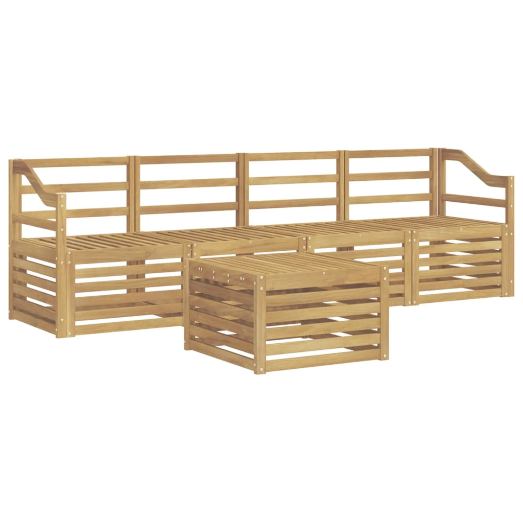 Set di divani da esterno 5 pcs Bianco Legno di Acacia Massello