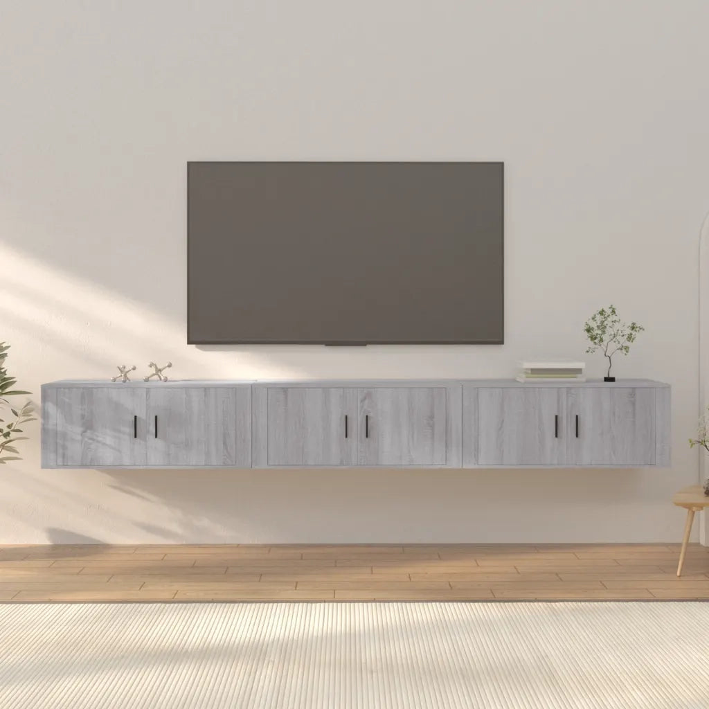 Mobili Porta TV a Parete 3 pz | Armadietto TV | Mobile Porta TV Grigio Sonoma 100x34,5x40 cm