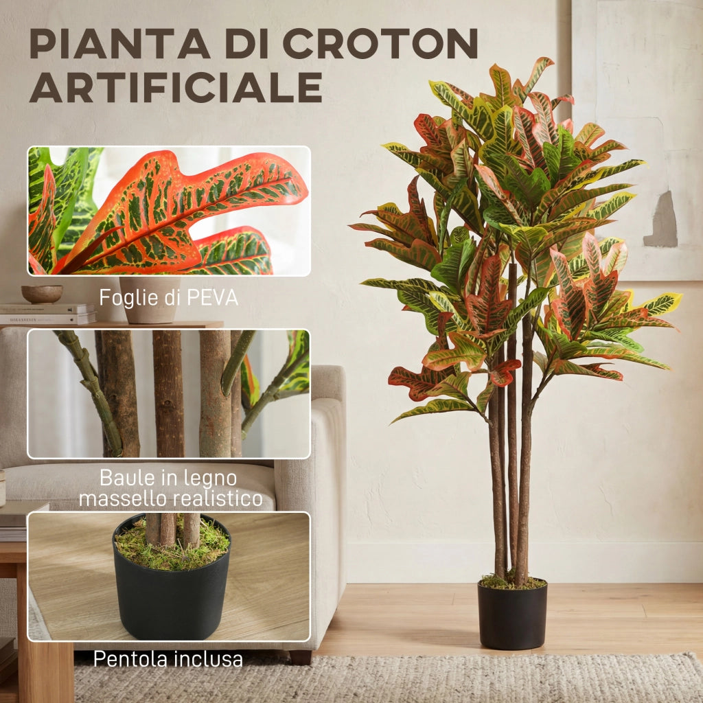 Pianta Artificiale Croton ¨C zephmum ¨C 55x55x120 cm