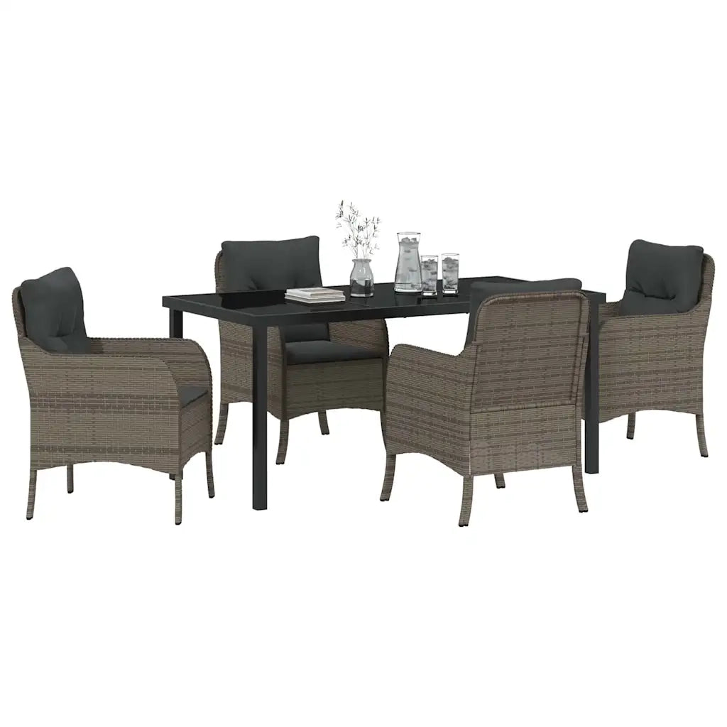 Set da Pranzo per Giardino con cuscino 5 pcs Grigio polyrattan 3380165