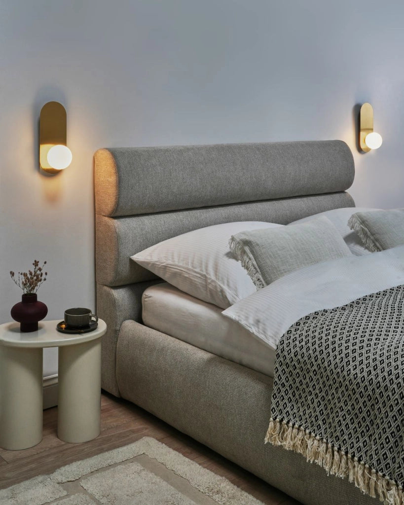 Set di 2 lampade da parete ovali con paralumi a globo in vetro Oro stile retrò