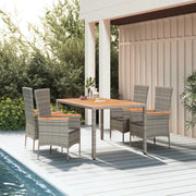 Set da Pranzo da Giardino 5 pz con Cuscini in Polyrattan Grigiocod mxl 100370