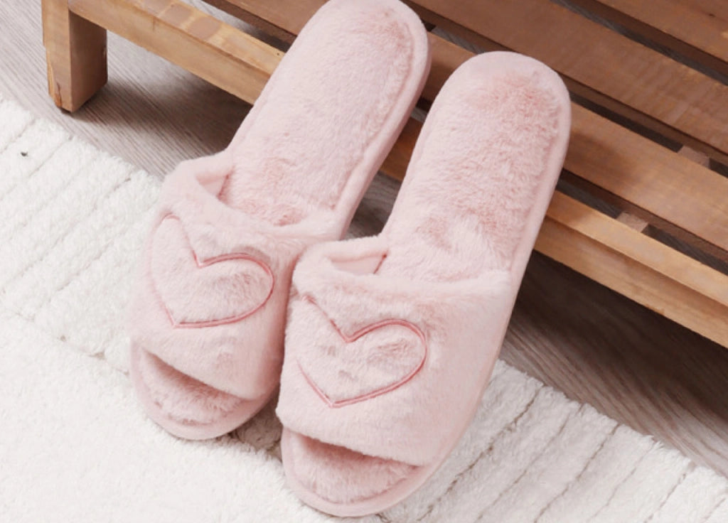 Ciabatte Pantofole Invernali In Morbida Ecopelliccia Modello Lovely Con Cuori - 37-38 - Rosa