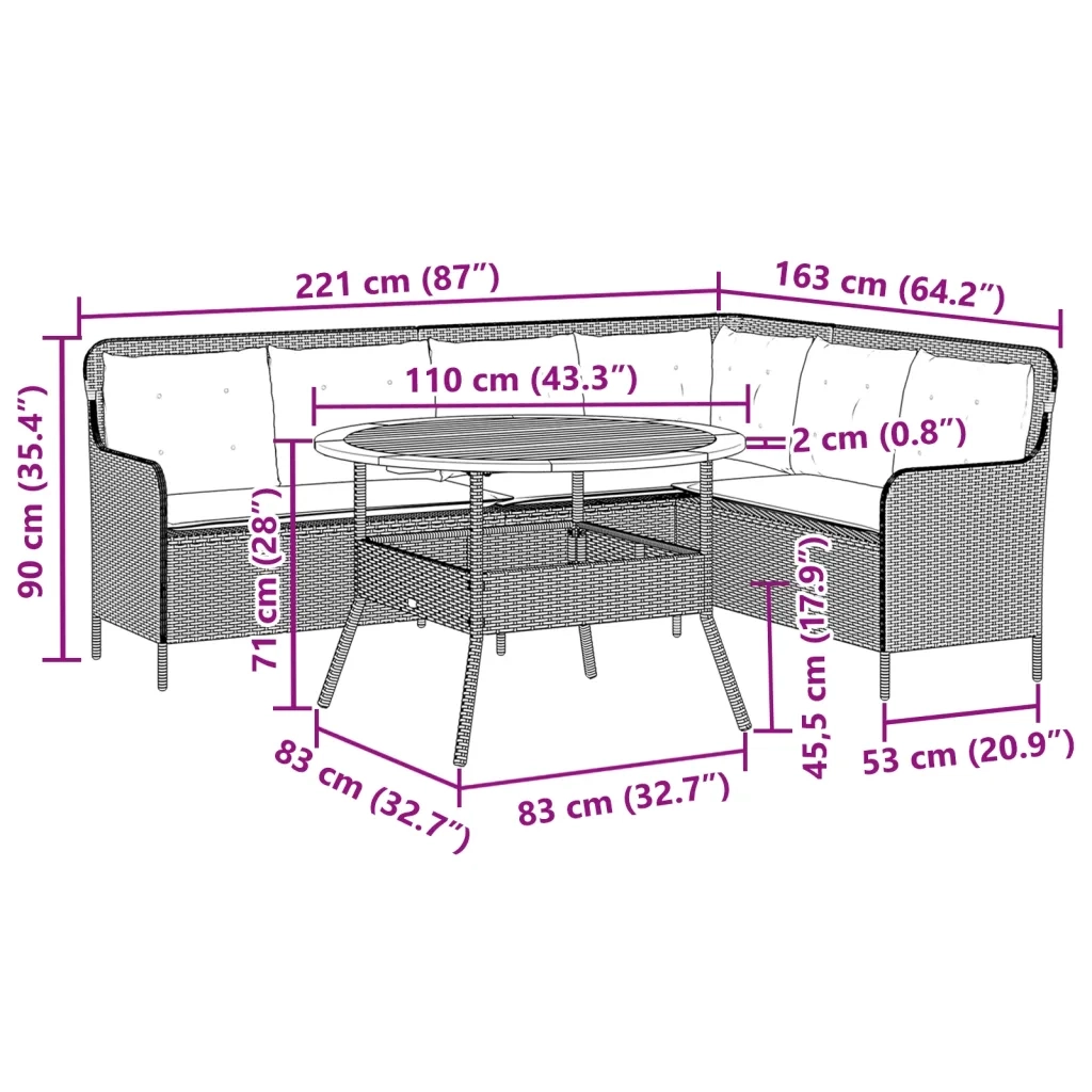 Set Divani da Giardino 2 pz con Cuscini Beige in Polyrattan