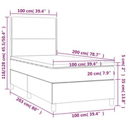 Letto singolo | Letto per adulti | Letto a Molle Materasso e LED Grigio Chiaro 100x200 cm Velluto