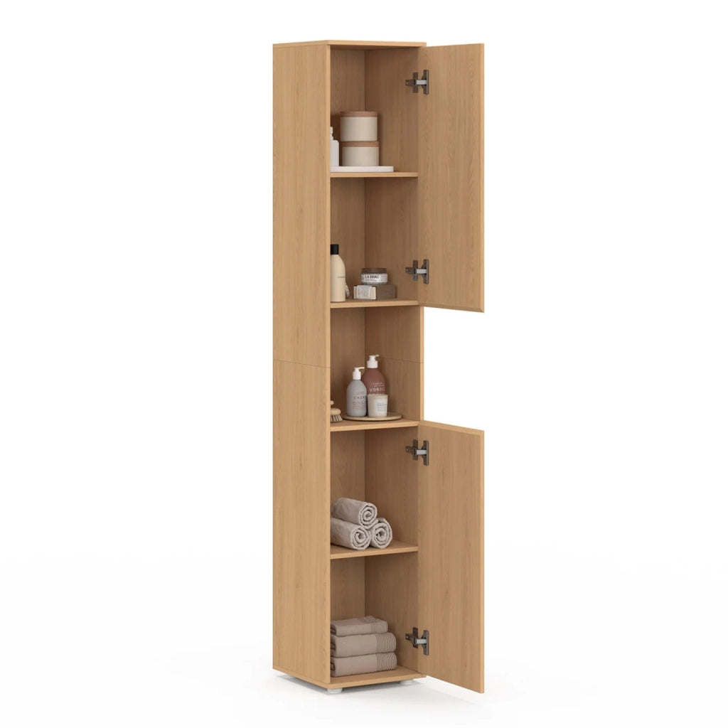 IDMarket - Mobiletto da bagno VICTOR a 2 ante e 1 nicchia con effetto dogato