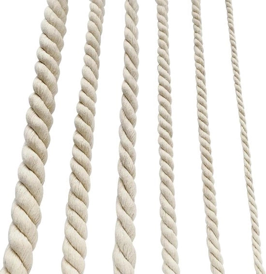 Kit di appendi piante a macramé con corda di cotone 10 mm, lunghezza 20 m, strop bianco per terrazze