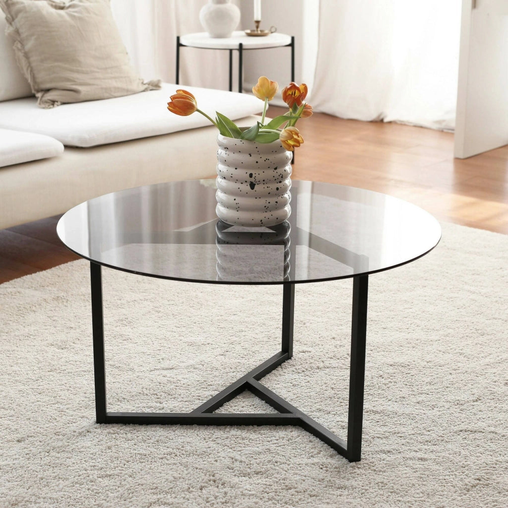 Esperia, Tavolino da Salotto Forma Rotonda, 75x75x42h cm Grigio Tortora