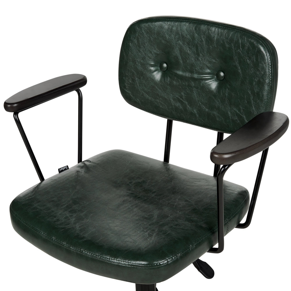 Sedia da ufficio tradizionale in ecopelle girevole e regolabile verde scuro stile moderno home office