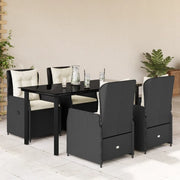 Set da Pranzo da Giardino 5 pz Nero con Cuscini in Polyrattancod mxl 117133