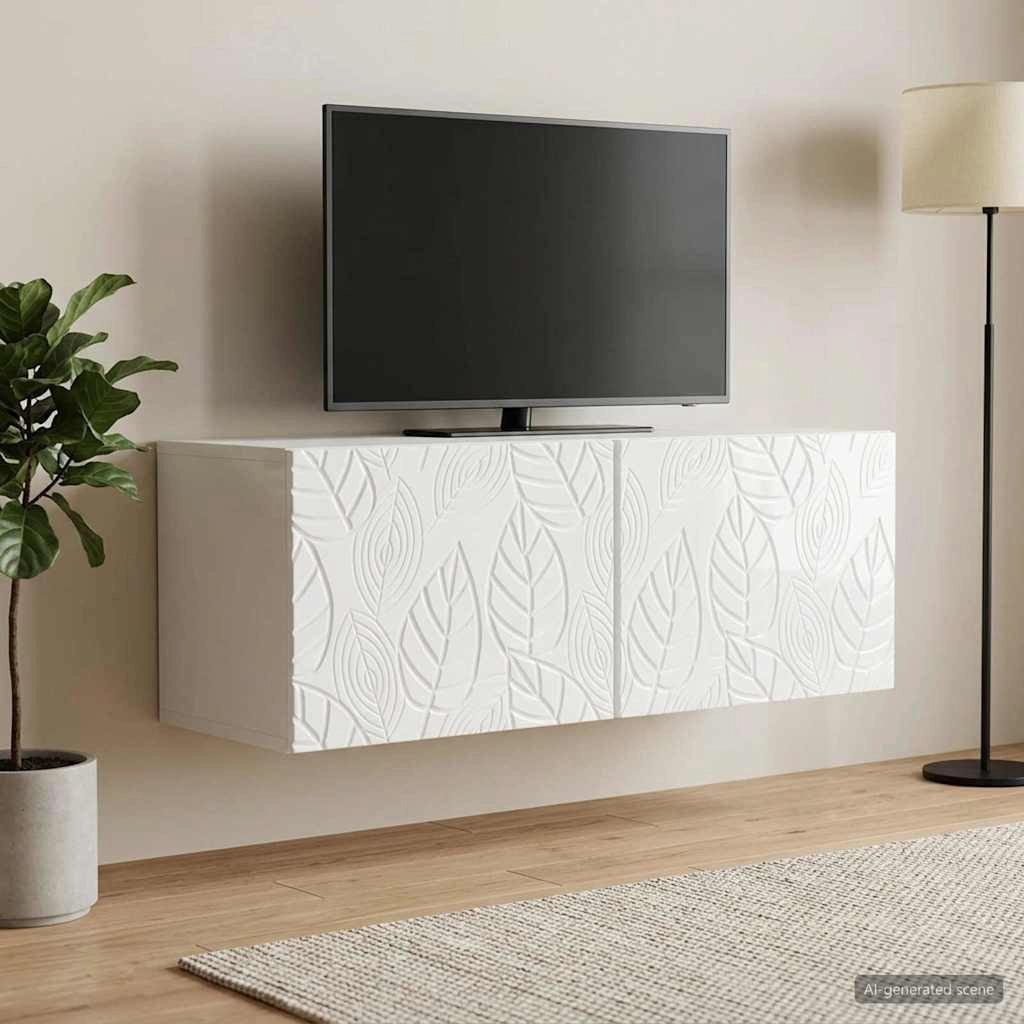 Mobile Porta TV da Muro 98 x 31 cm Bianco Lucido 898899