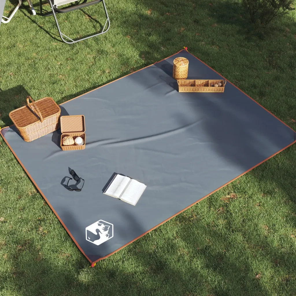 Tovaglia da Picnic con Picchetti Grigio e Arancione 205x155 cm CFW7765867