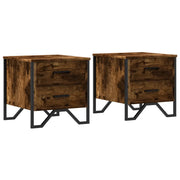 Set di 2 Comodini | Armadio da Notte | Mobiletto da notte Rovere Fumo 40x41x40 cm in Truciolato