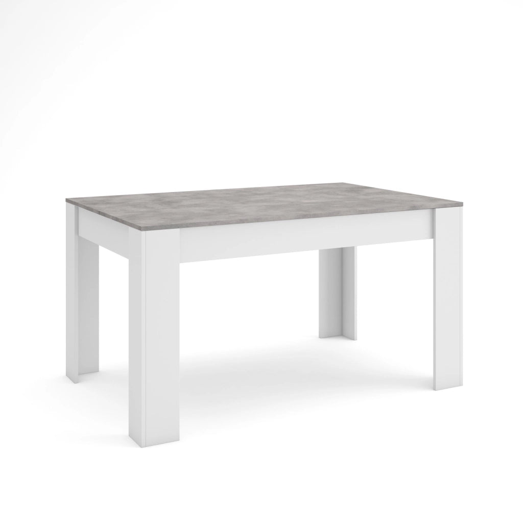 Tavolo da Pranzo, 140x90x76cm, Per 6 persone, Tavolo Cucina, grigio cemento e Bianco RF3658