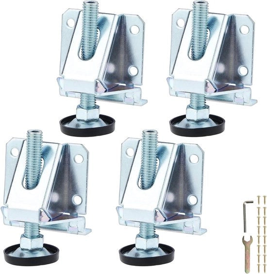 4 Pezzi di Livellatori per Mobili Adattabili con Cavo M10 - Livellatore per Mobili di Alta Resistenza per Tavoli e Armadi con Viti di Blocco