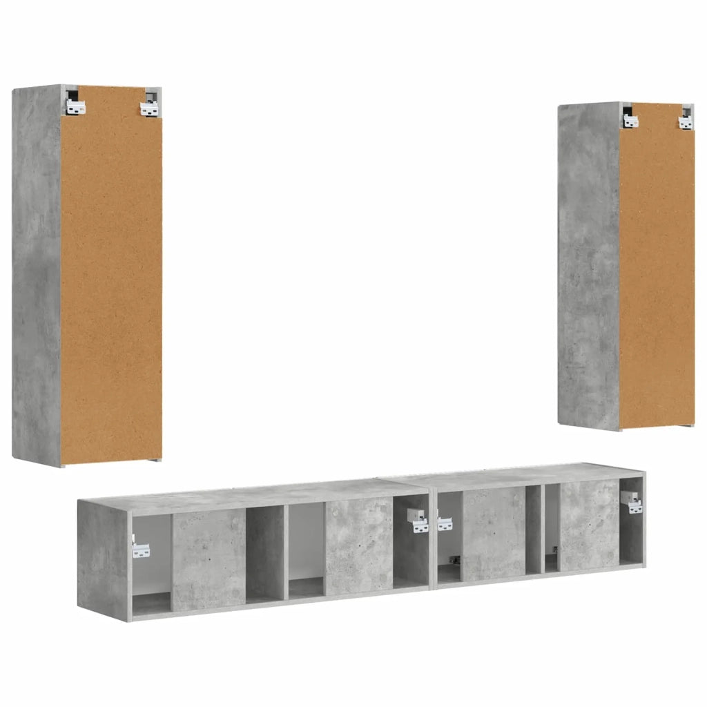 Set mobile TV 3 pz-Credenza per TV Grigio cemento Legno multistrato 412611