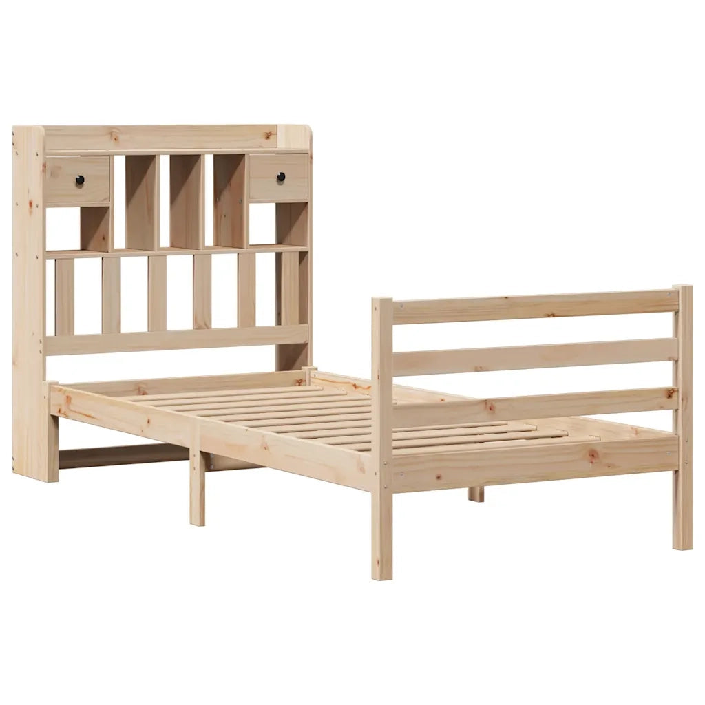 Letto Libreria senza Materasso 90x190 cm Legno Massello Pino 3321924