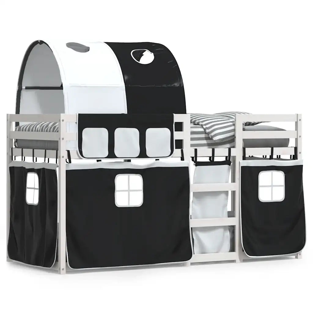 Letto a Castello senza Materasso Bianco e Nero 90x190cm in Pino 3284030