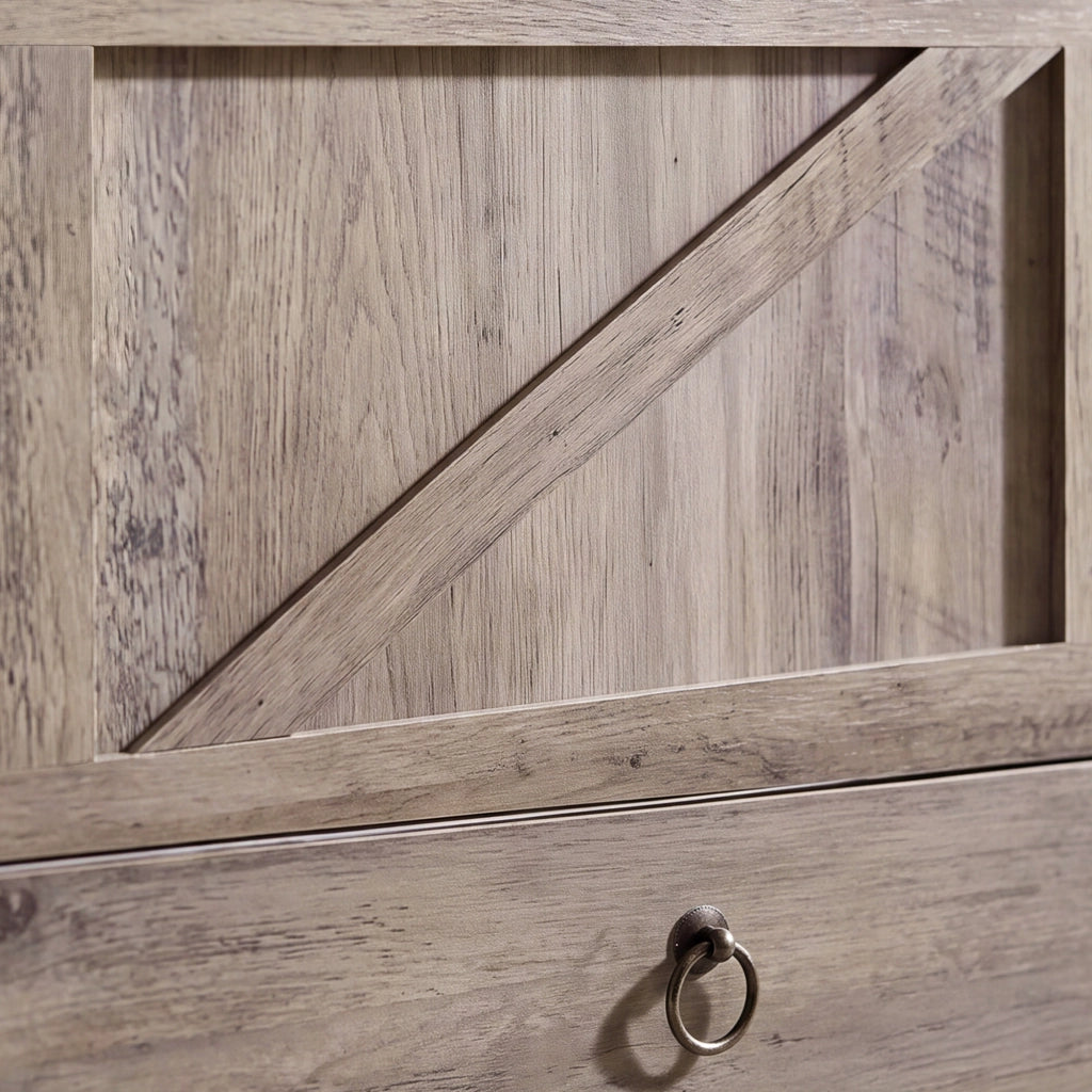 Kura - Cassapanca contenitore 100x50x40 cm Portaoggetti con Cerniere di Sicurezza e con Cassettiera in Legno Industrial
