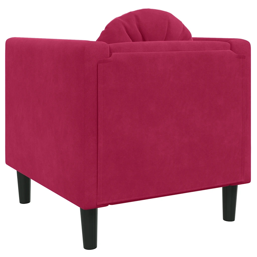 Divano Sedia-Poltrona con Cuscino Rosso Vino in Velluto