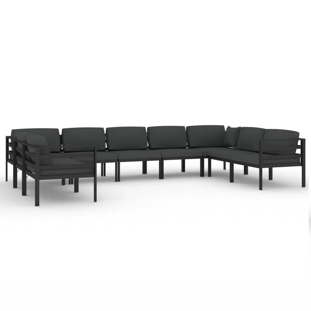 Set Divani da Giardino 9 pz con Cuscini in Alluminio Antracite cod mxl 35816