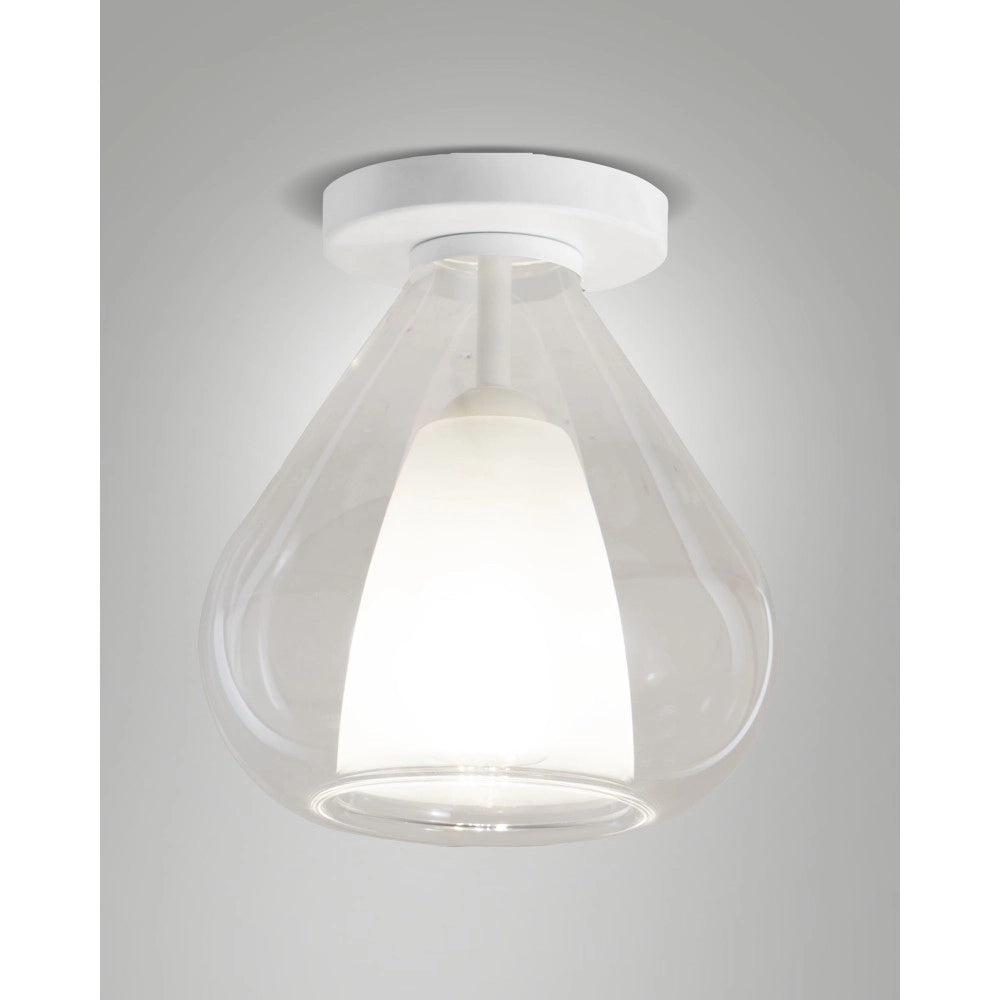 Lila - Lampada da soffitto rotonda d.20cm Fabas Luce - Applique con lampadina led E27 MAX 40W - Trasparente