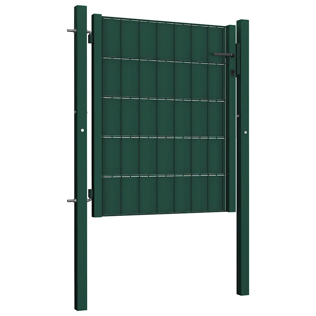 Cancello per Recinzione in PVC e Acciaio 100x100 cm Verde 145228