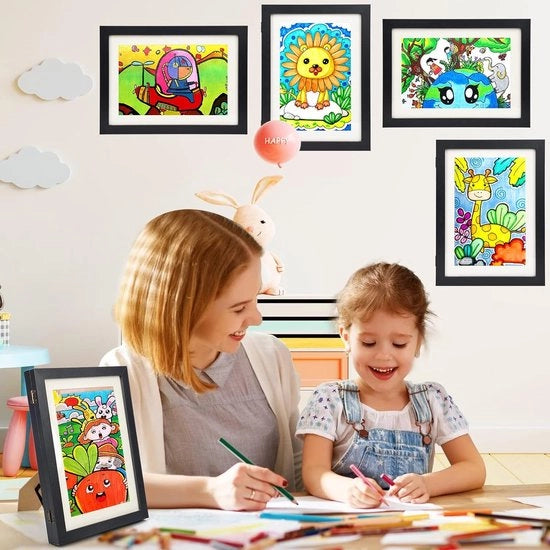 Listino A4 per Arte Infantile - Rappresentazione di Ritratto e Paesaggio in Nero - Attività di Disegno e Artigianato