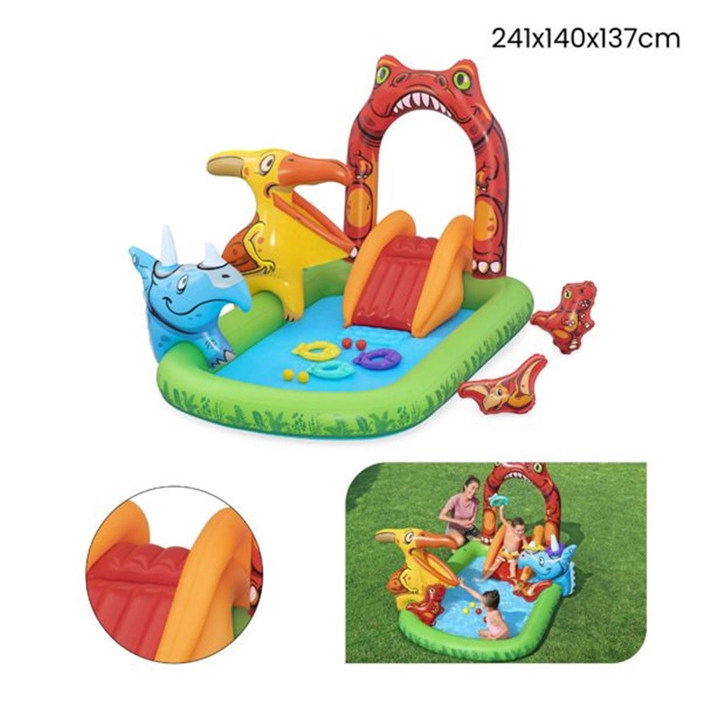 Trade Shop - Parco Giochi Acquatico Jurassic Splash Piscina Gonfiabile Da Esterno Per Bambini 53160 -