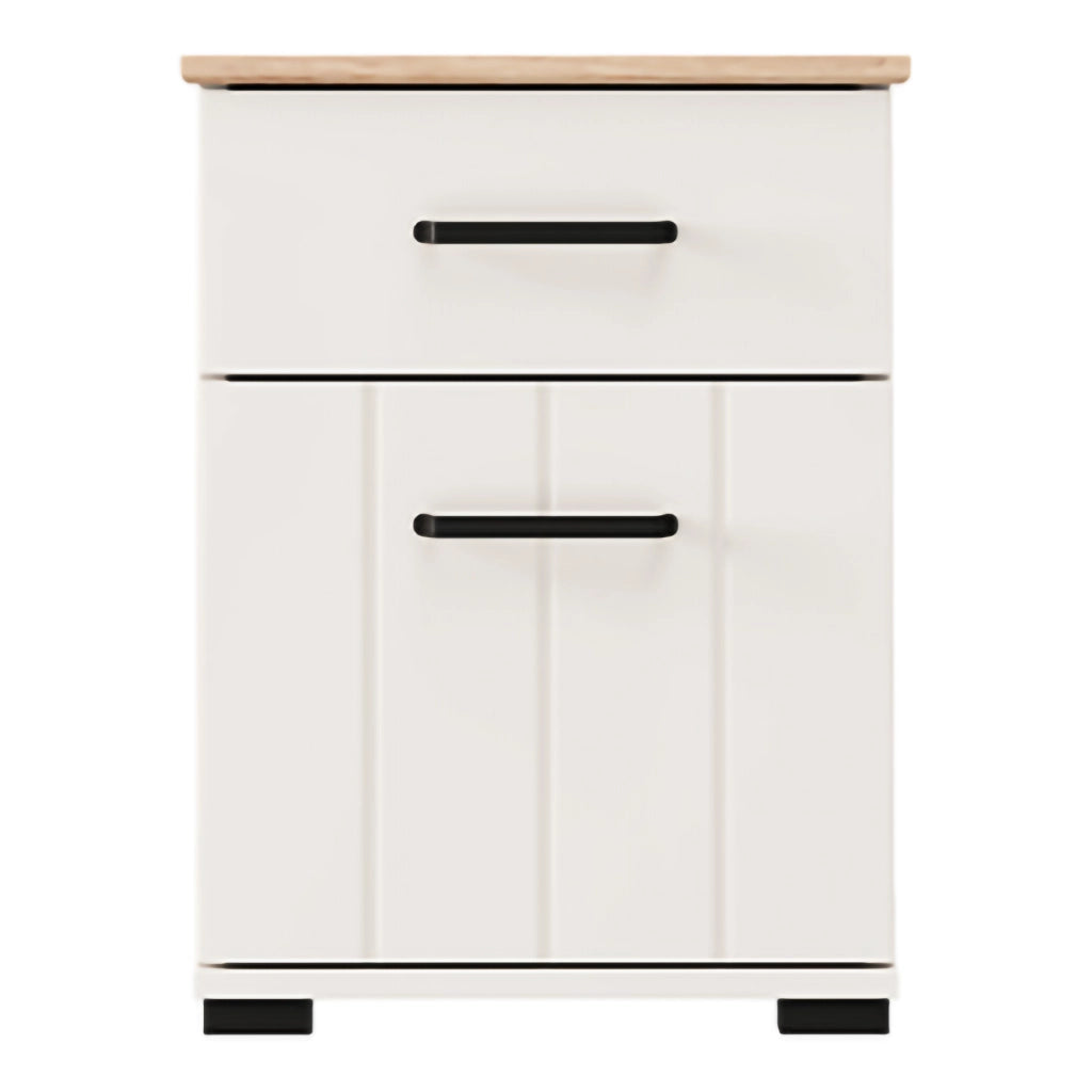 Punak, Comodino un Cassetto, 41x40x54h cm Bianco Crema