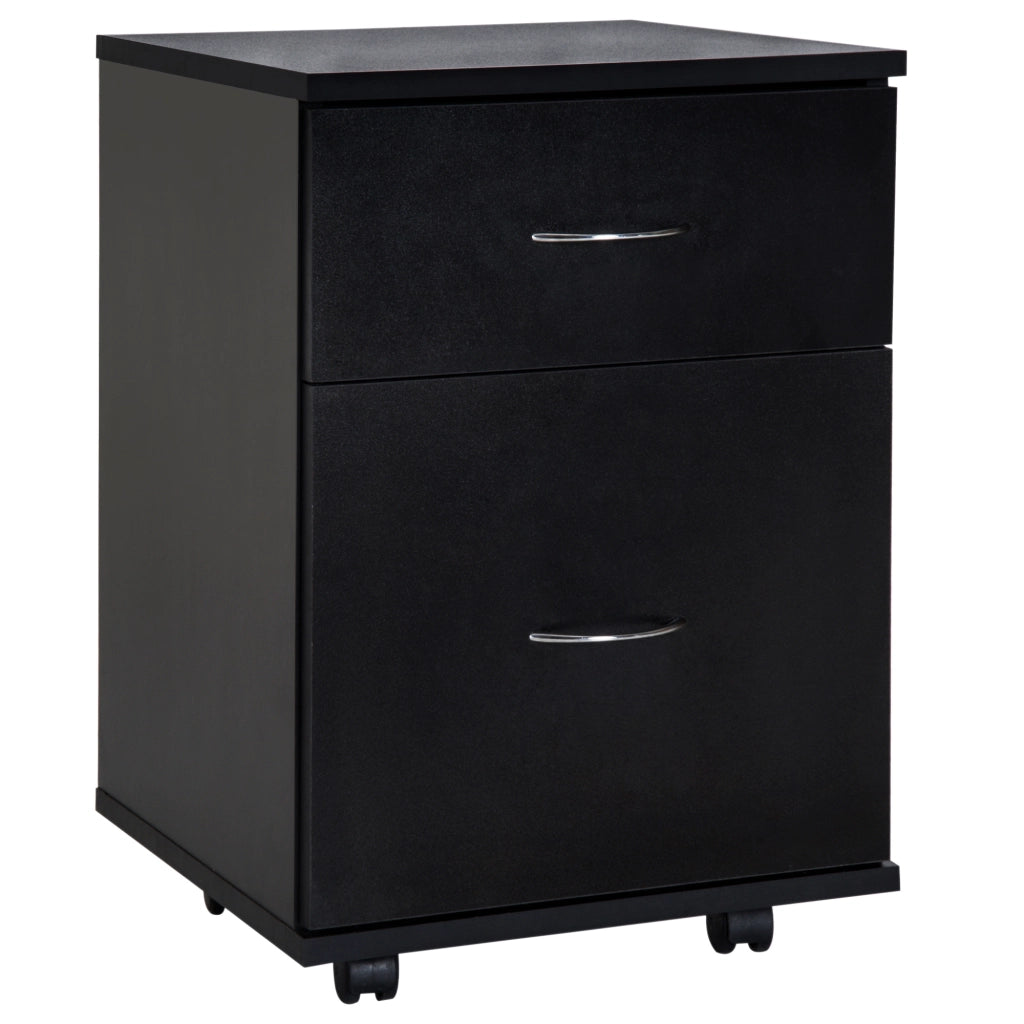 Cassettiera con Ruote ¨C Zephmum ¨C Legno, 2 Cassetti, 41x39x58 cm, Nero
