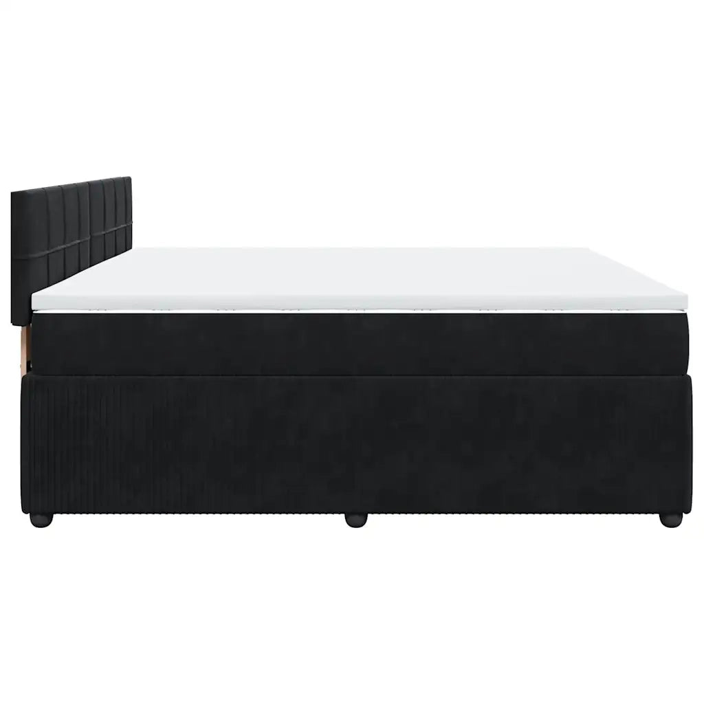 vidaXL Giroletto a Molle con Materasso Nero 180x200 cm in Velluto