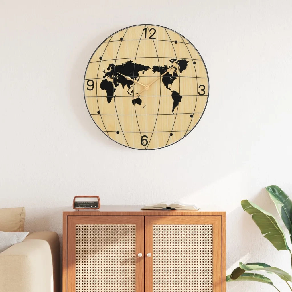 Orologio a Parete Giallo e Nero ?50 cm in Legno Multistrato CFW9345623