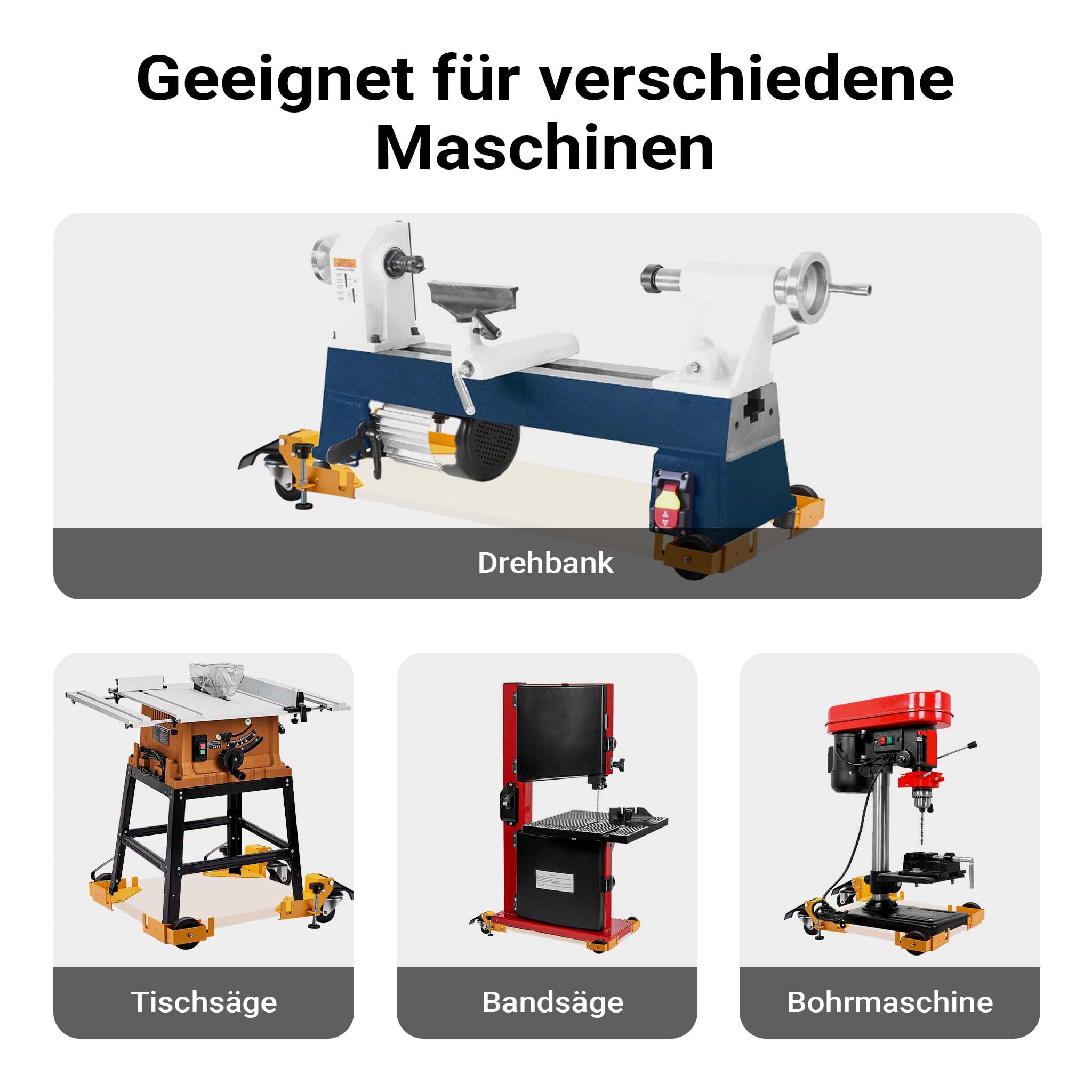 Set di 4x ruote per carrelli, ruote per mobili pesanti, rotelle con portata fino a 180 kg, ruote pivottanti con freno, per carichi pesanti
