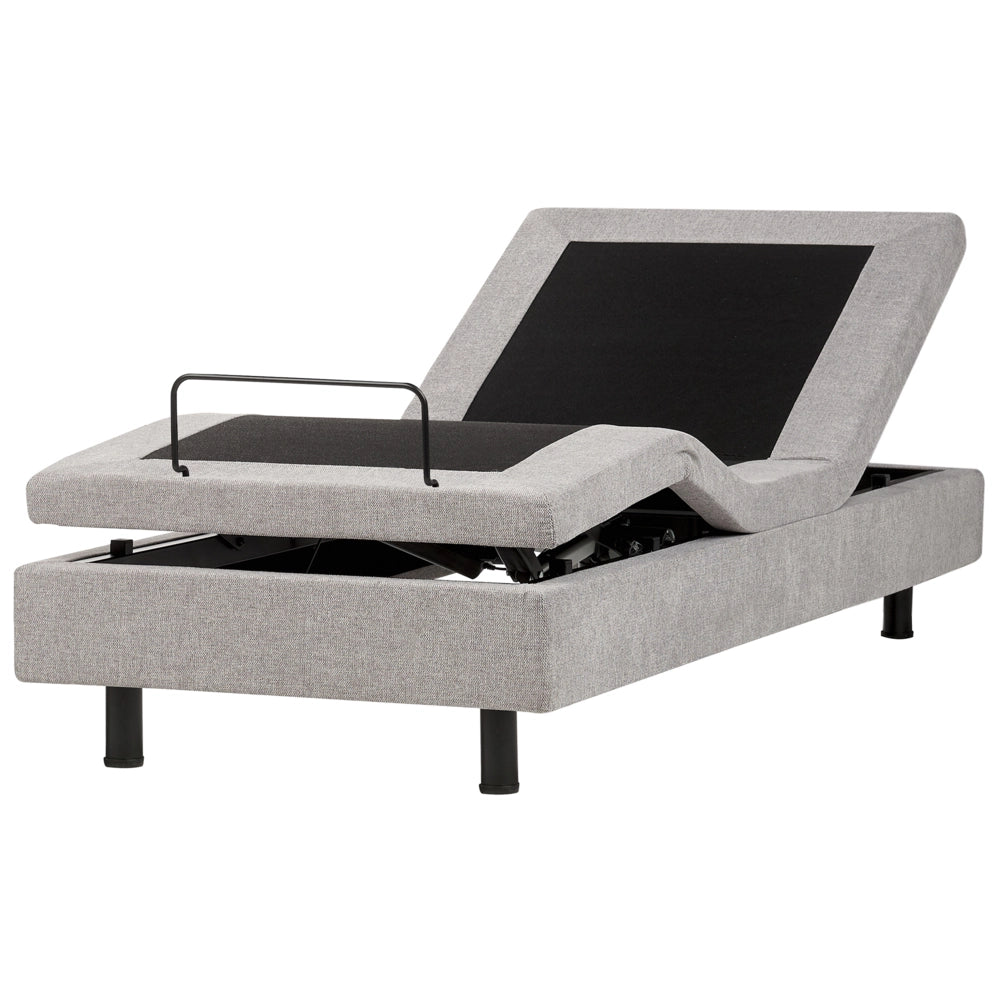 Letto elettrico singolo tessuto grigio chiaro regolabile con telecomando senza testiera 90x200 cm stile moderno