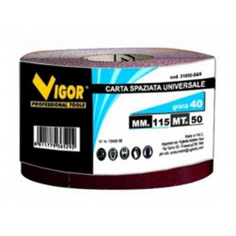 Vigor 3185510 Carta Abrasiva Spaziata Universale 115 mm 50 mt 100 gr colore Non Specificato