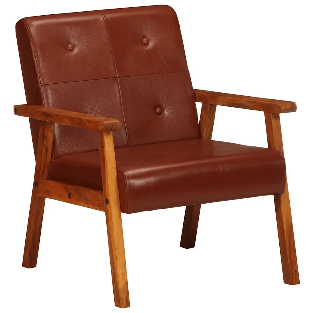 Poltrona-Divano Sedia-Poltroncina Marrone in Vera Pelle 610284