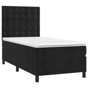 Letto singolo | Letto per adulti | Letto a Molle con Materasso e LED Nero 90x200 cm in Velluto