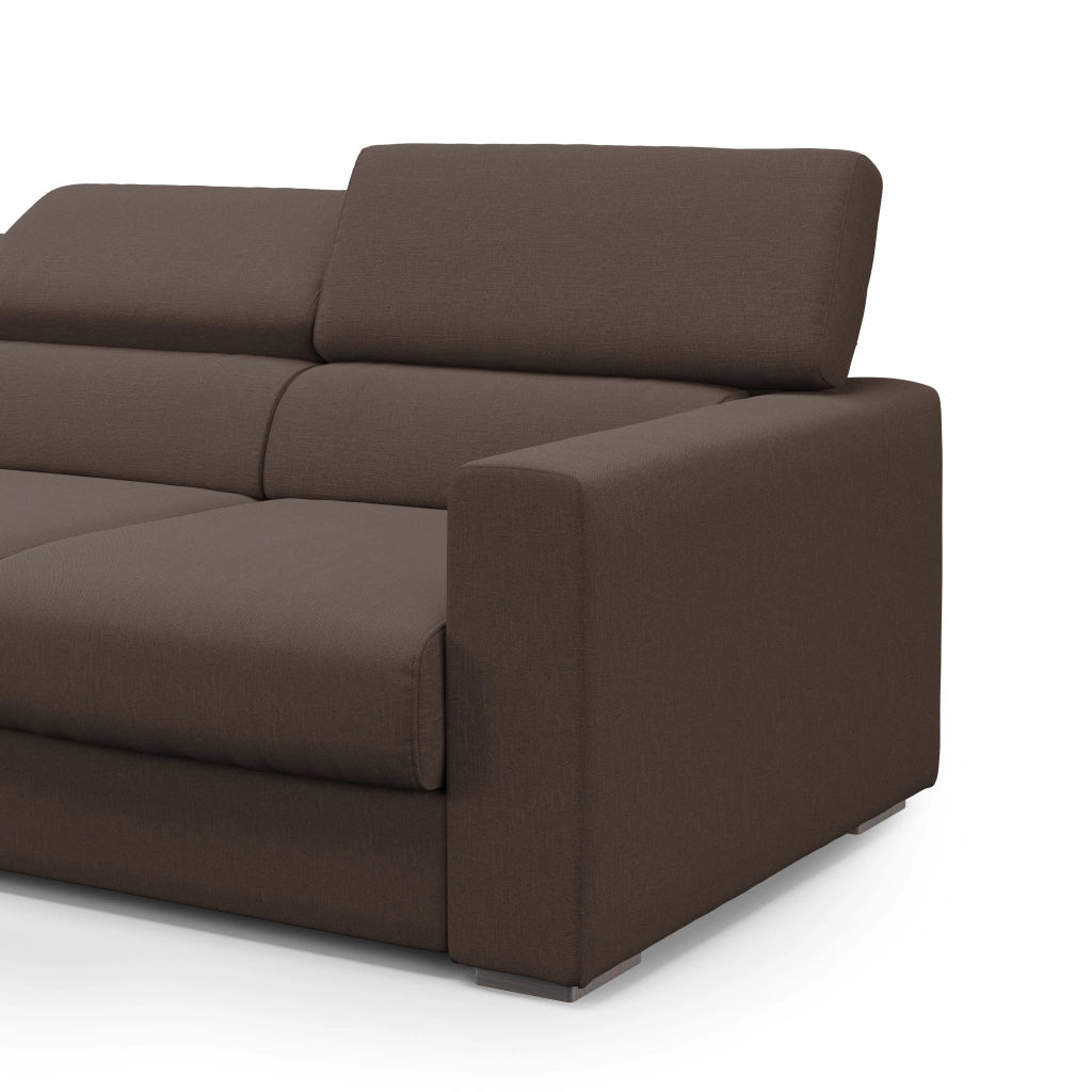 Dylan Divano a 3 sedute con estraibile a cassettone in tessuto simil cotone impermeabile T13 240 cm marrone