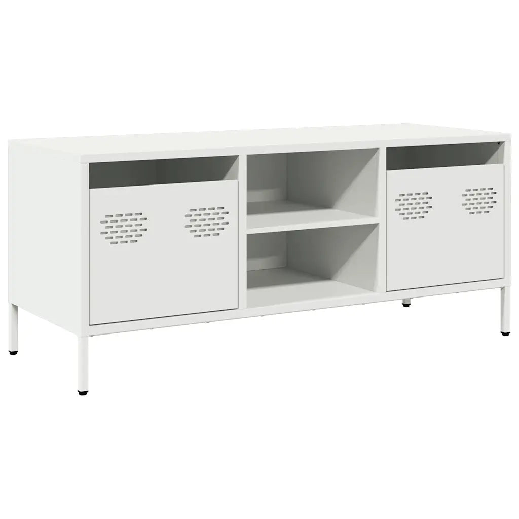 Mobile TV Bianco 101,5x39x43,5 cm in Acciaio Laminato a Freddo 851303