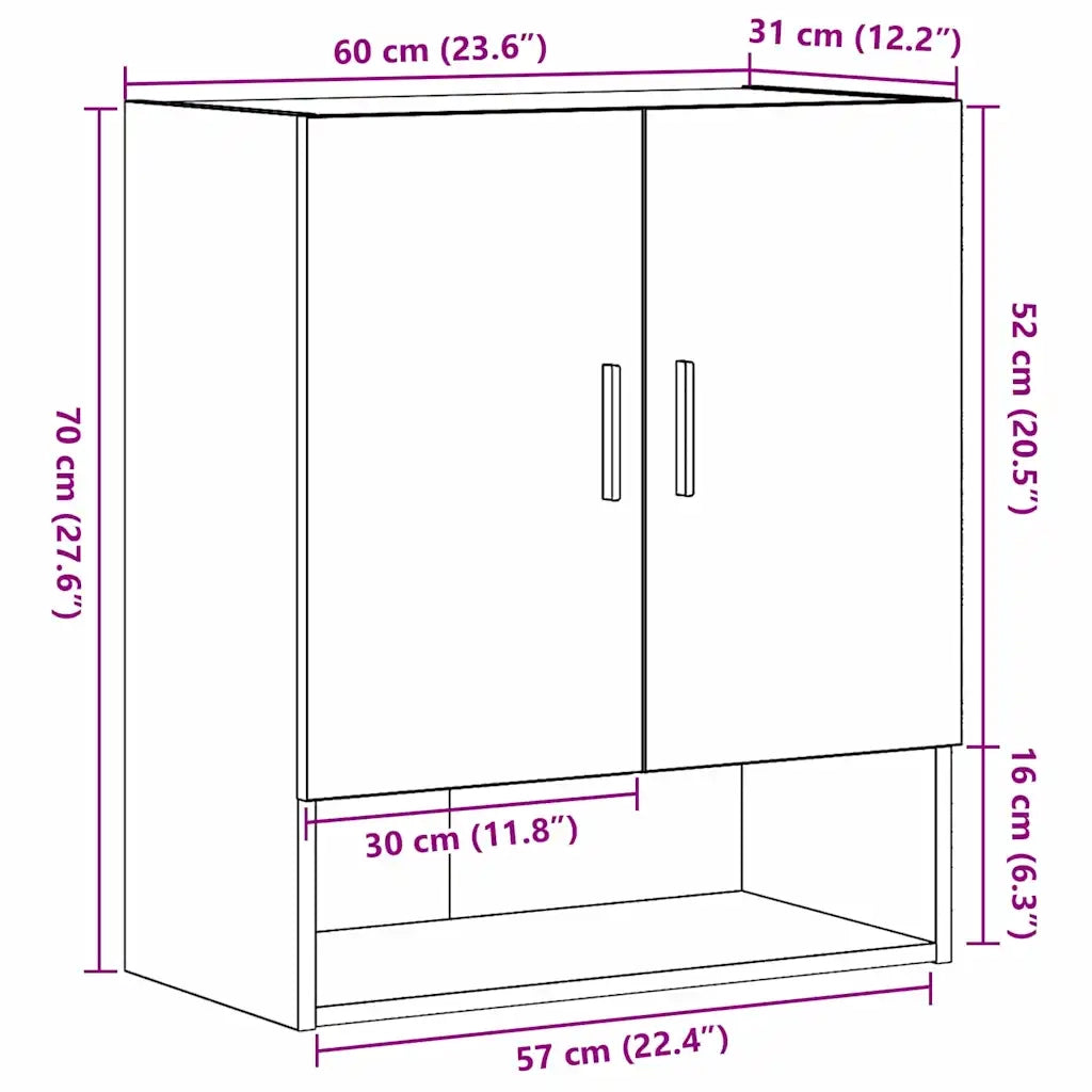Mobile a muro Rovere Nero 60 x 31 x 70 cm Legno multistrato 862941