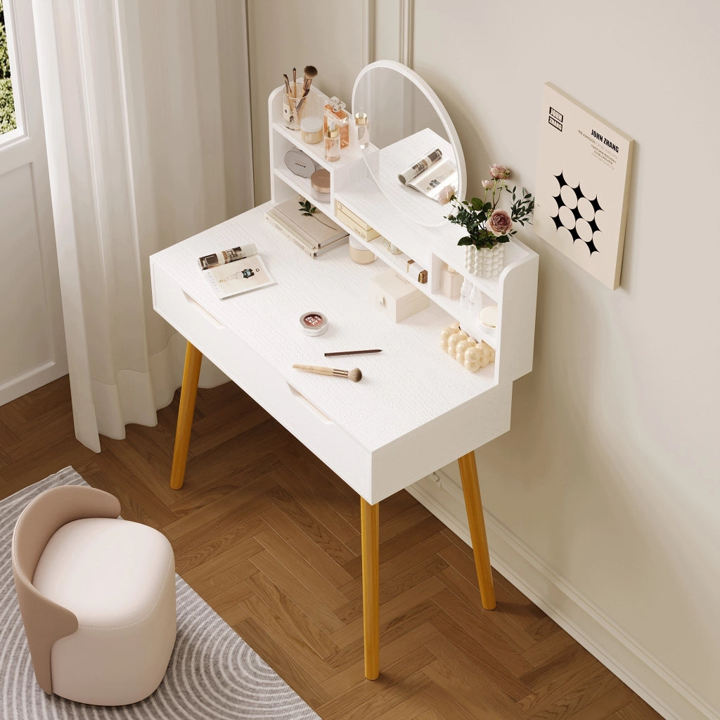 Moderna toeletta con specchio e cassetto capiente in stile scandinavo