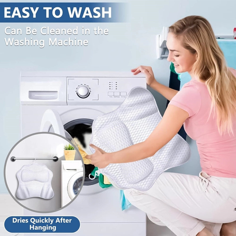 Trade Shop - Cuscino Da Bagno Ergonomico Poggiatesta Per Vasca 4d Mesh Supporto Per Testa Collo Schiena -