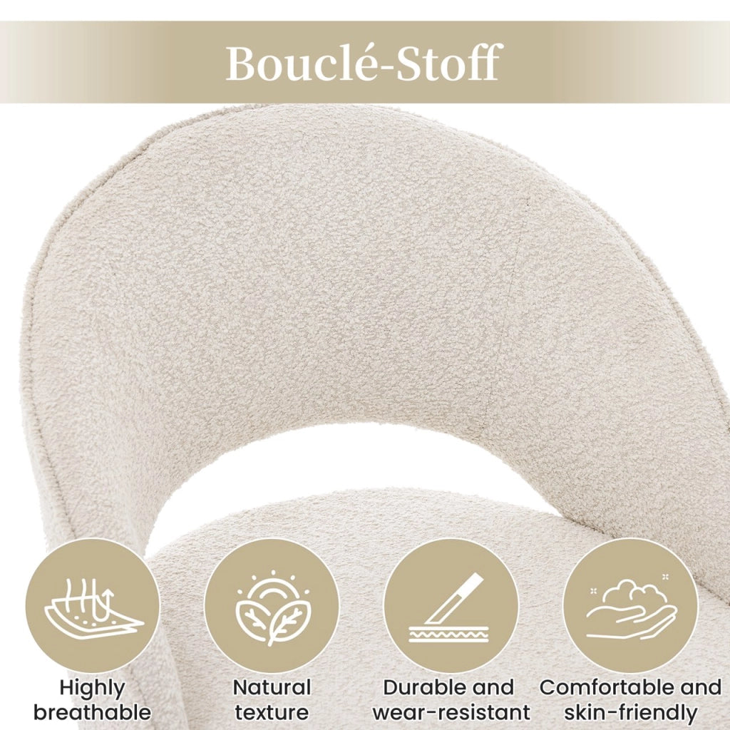 SEDIE DA PRANZO Set da 4 pezzi 59x56x80 cm Bouclé Beige e Oro