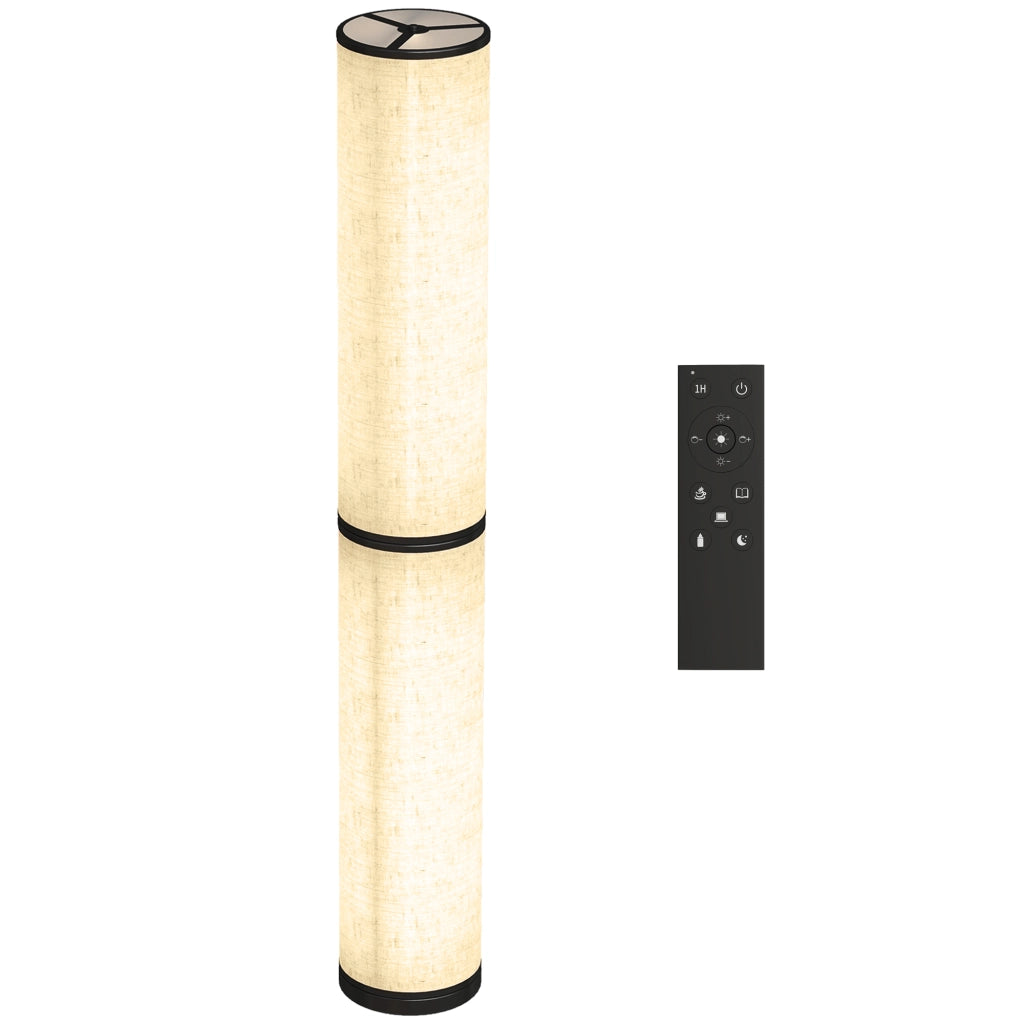 Lampada da Terra con Telecomando e Regolazione Temperatura 3000-6000K, Paralume in Tessuto, ?20x135 cm, Beige