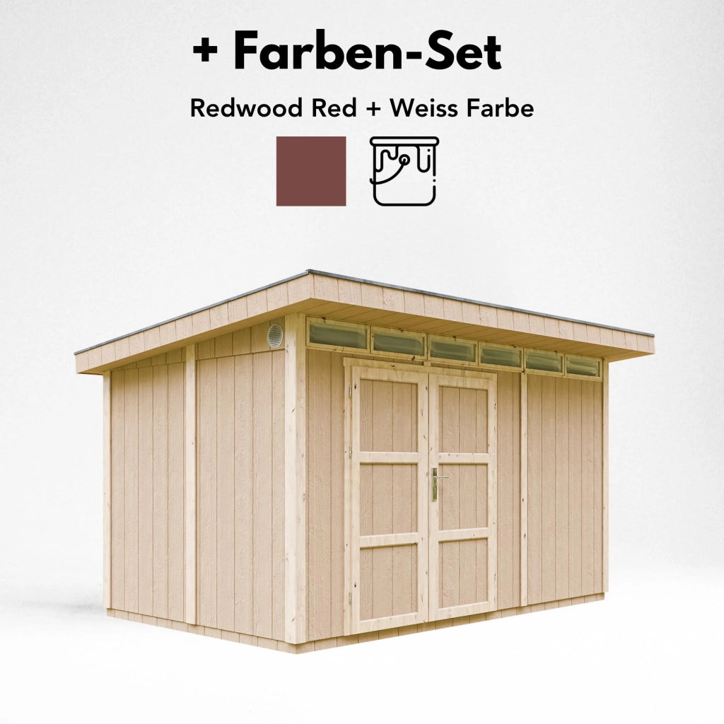 Casetta da Giardino di QUALIT? PREMIUM 8,7m?²-L412xW279cm - TIMBELA M904A-REDWOOD RED